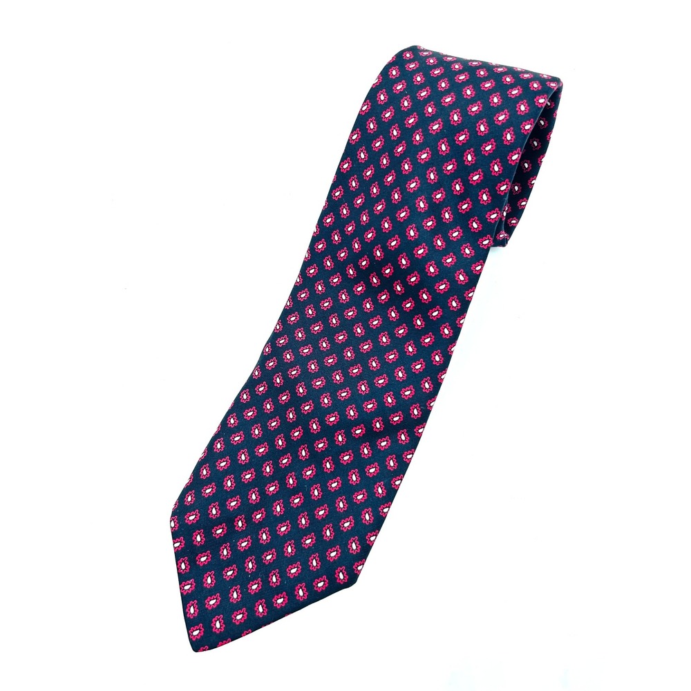 Brooks Brothers Makers Navy Silk Tie Red White Medallion England Mens